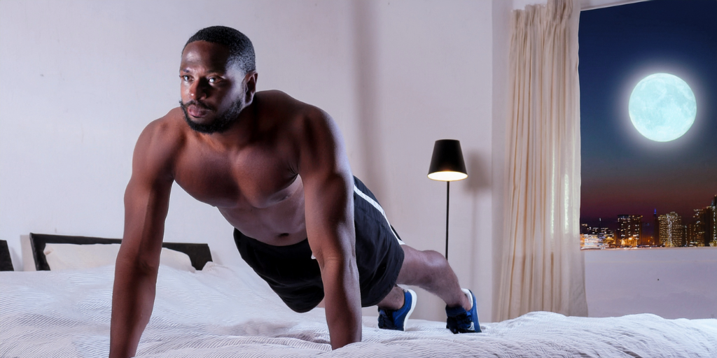 Man exercising at bedtime