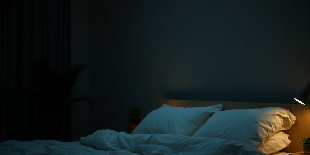 Cozy bedroom with soft lighting and inviting decor.