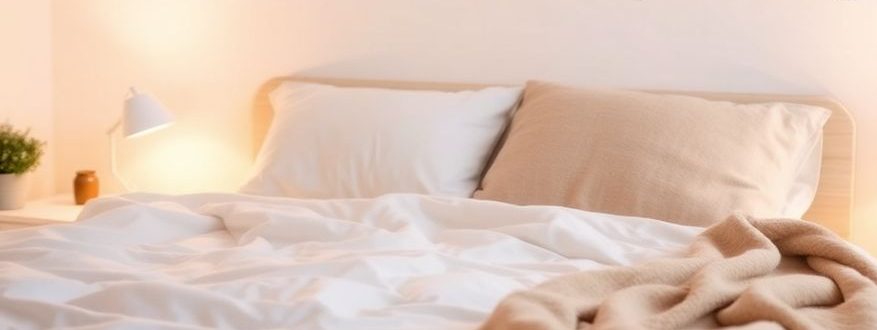 A cozy bedroom with soft lighting and inviting decor.