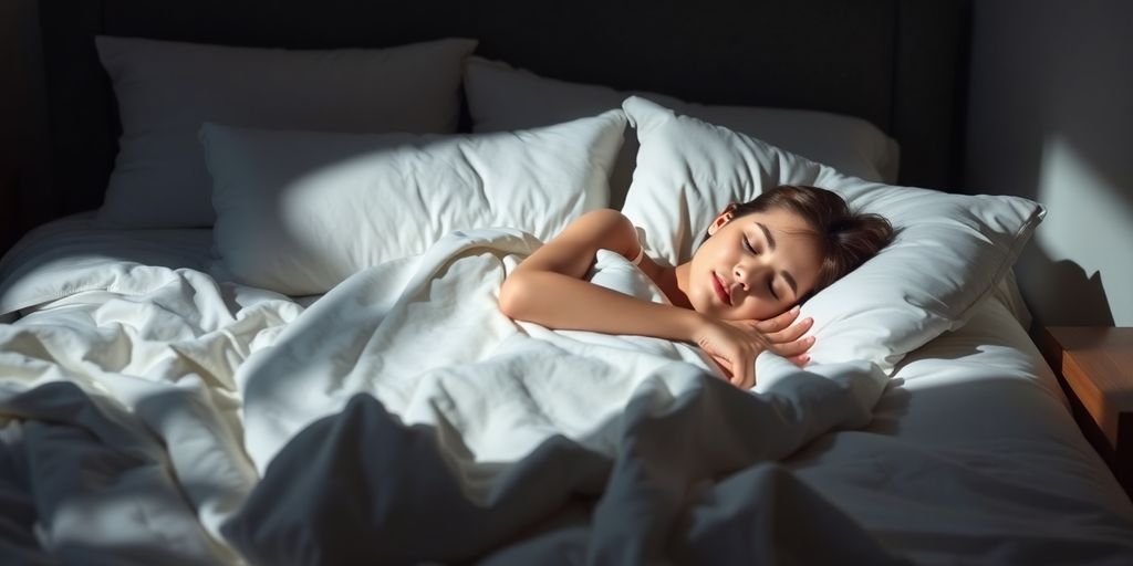 A peaceful bedroom with a person sleeping soundly.