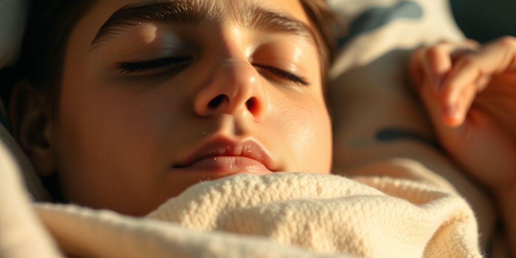 Person sleeping soundly in bed.