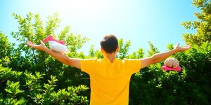 Person balancing sleep, diet, exercise, and mental health.