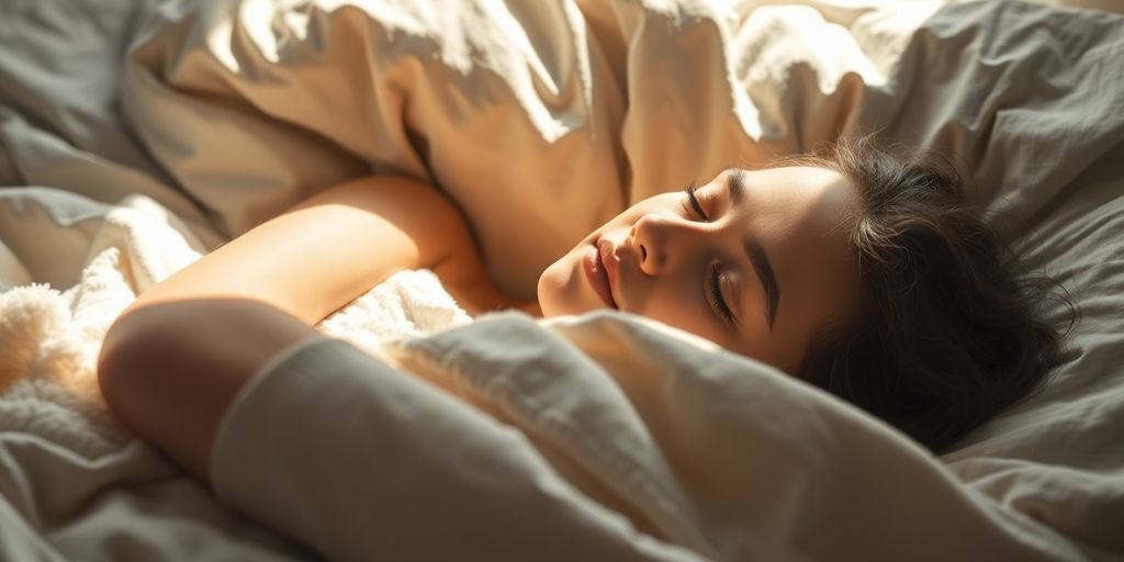 Person sleeping soundly in bed.