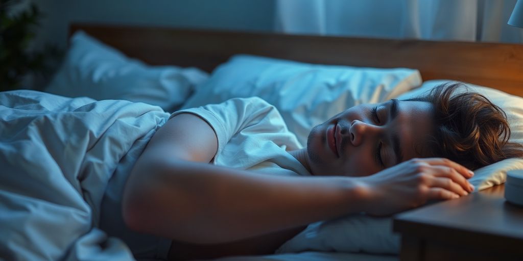 Person peacefully sleeping in a comfortable bed.