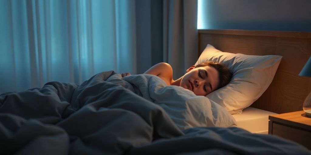 Person peacefully sleeping in a comfortable bed.