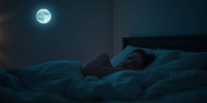 Person sleeping peacefully in a serene setting.